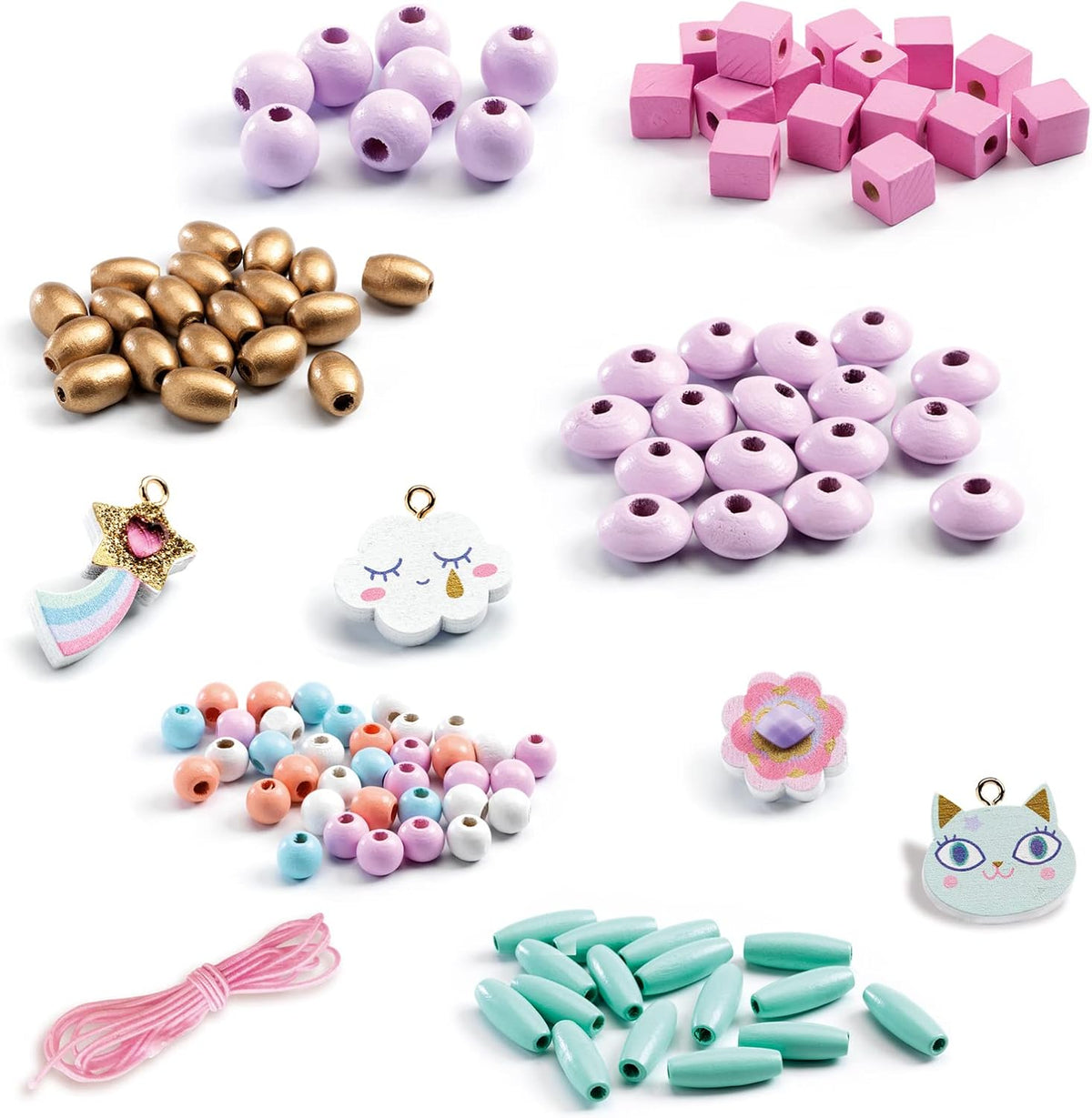 Djeco Wooden Beads - Rainbow