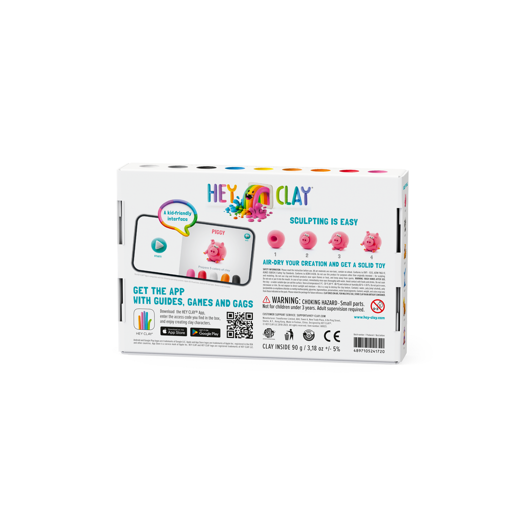 Hey Clay 6 pack - Animals (Piggy, Horse, Rabbit)