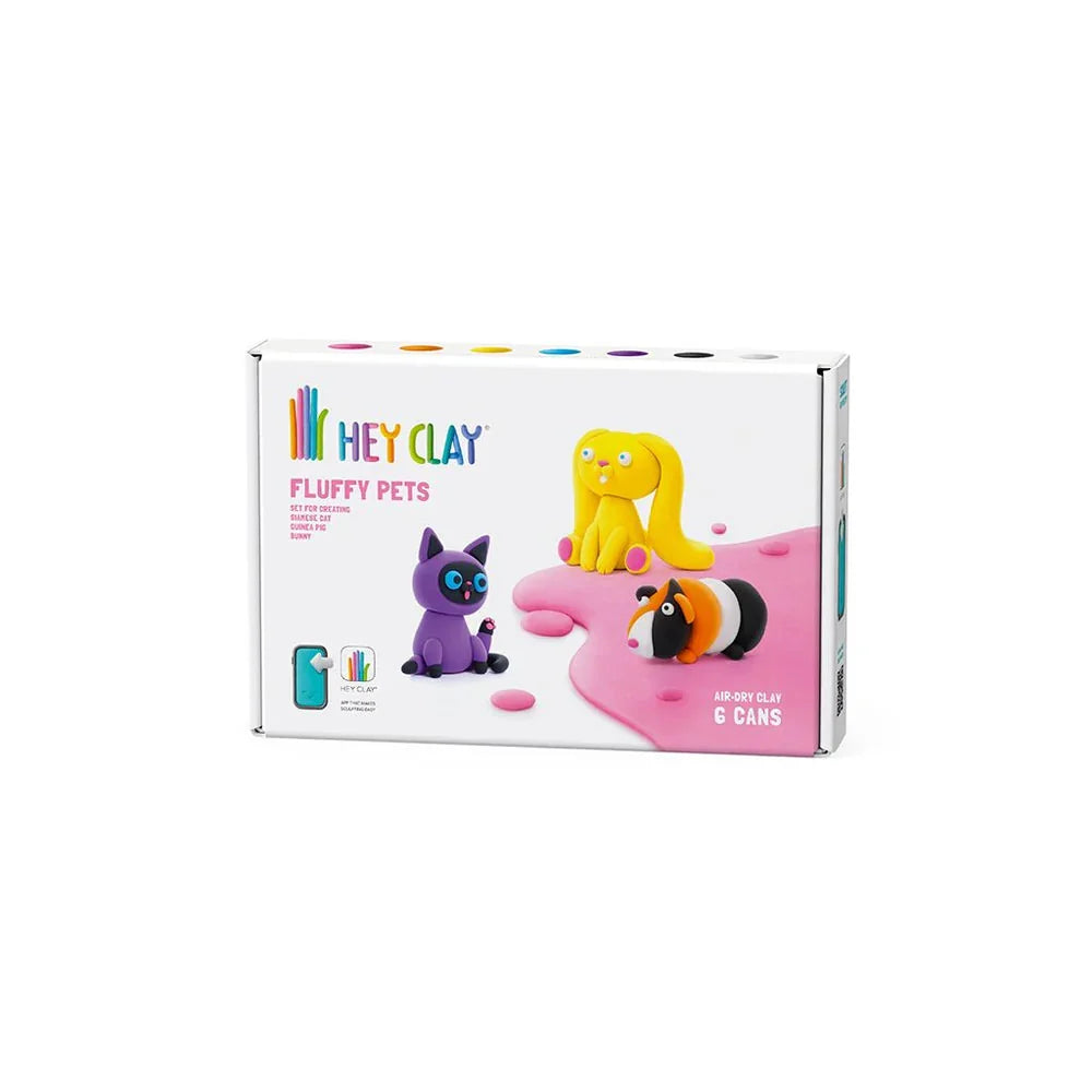 Hey Clay 6 pack - Fluffy Pets (Bunny, Siamese Cat, Guinea)