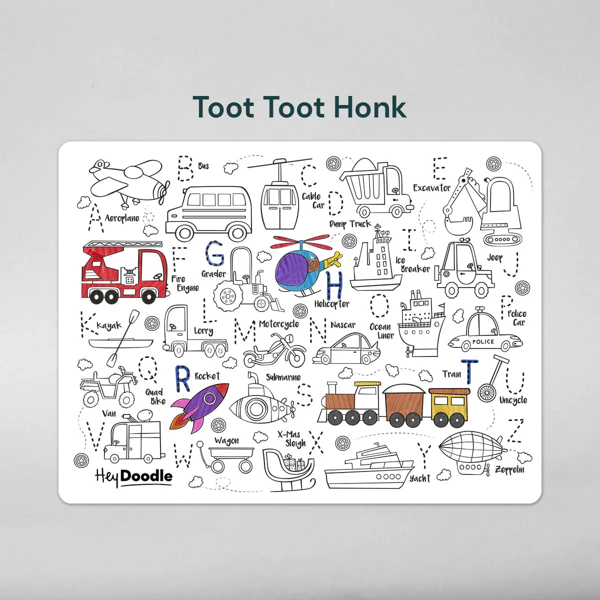 Hey Doodle Silicone Playmat - Toot Toot Honk (Large)