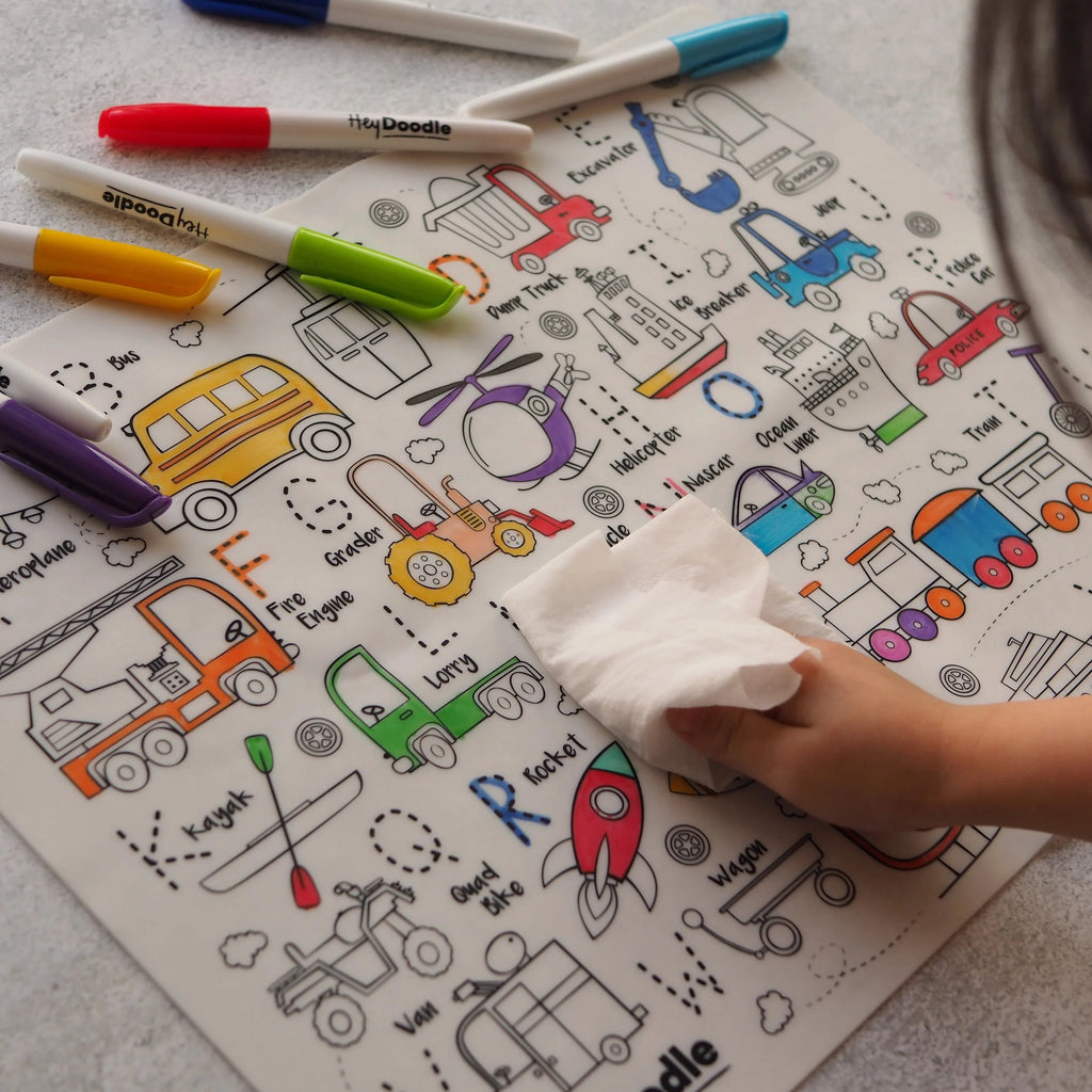 Hey Doodle Silicone Playmat - Toot Toot Honk (Large)