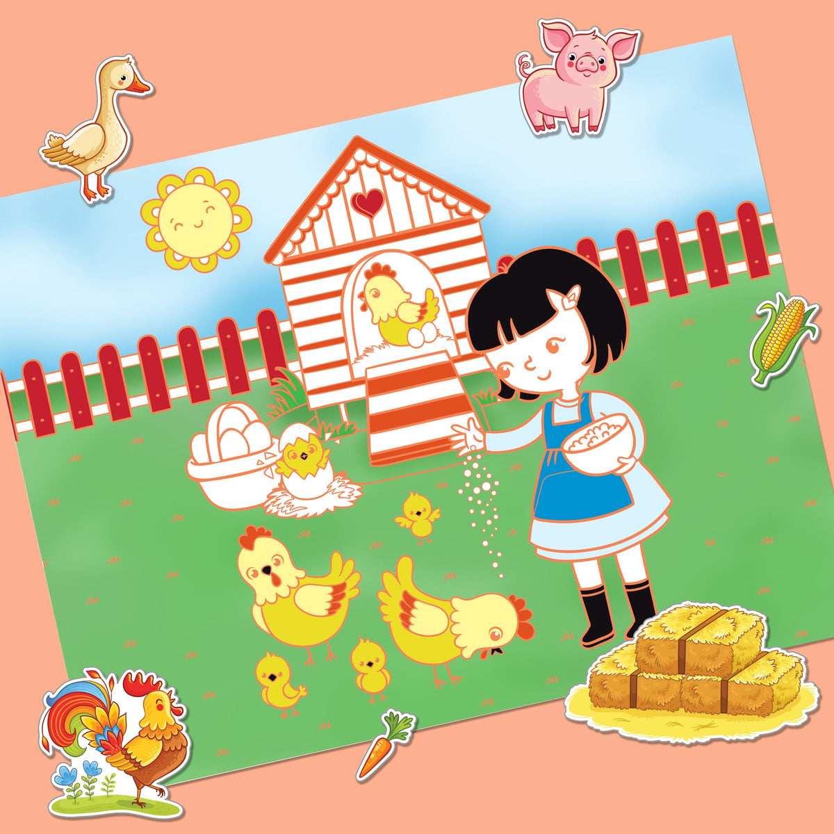 Hinkler Kaleidoscope Lap Desk Colouring Set - Farm