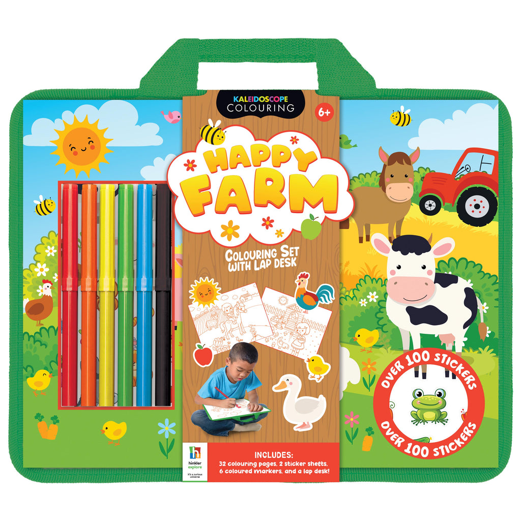 Hinkler Kaleidoscope Lap Desk Colouring Set - Farm