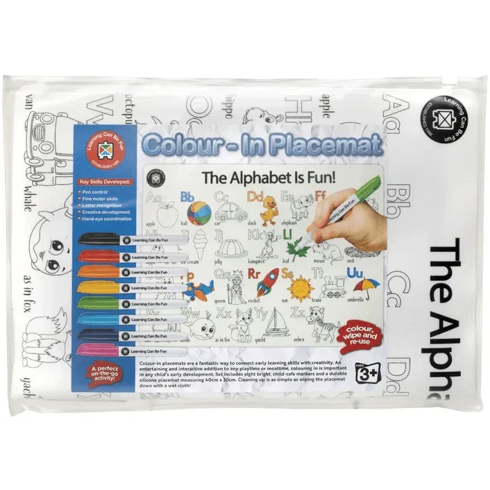 LCBF Colour in Placemat Animal Alphabet (includes 8 markers)