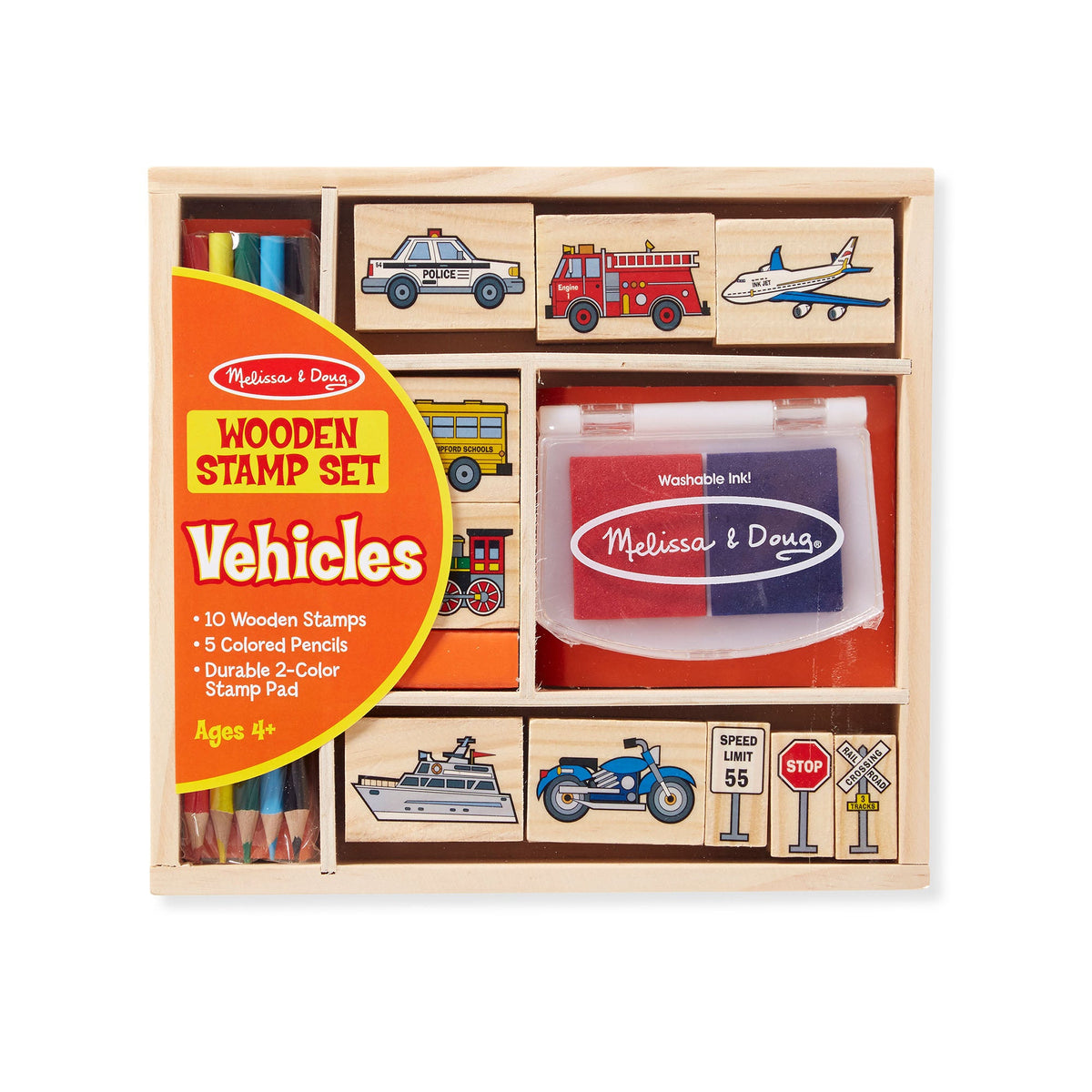Melissa & Doug Wooden Stamp Set - Vehicles