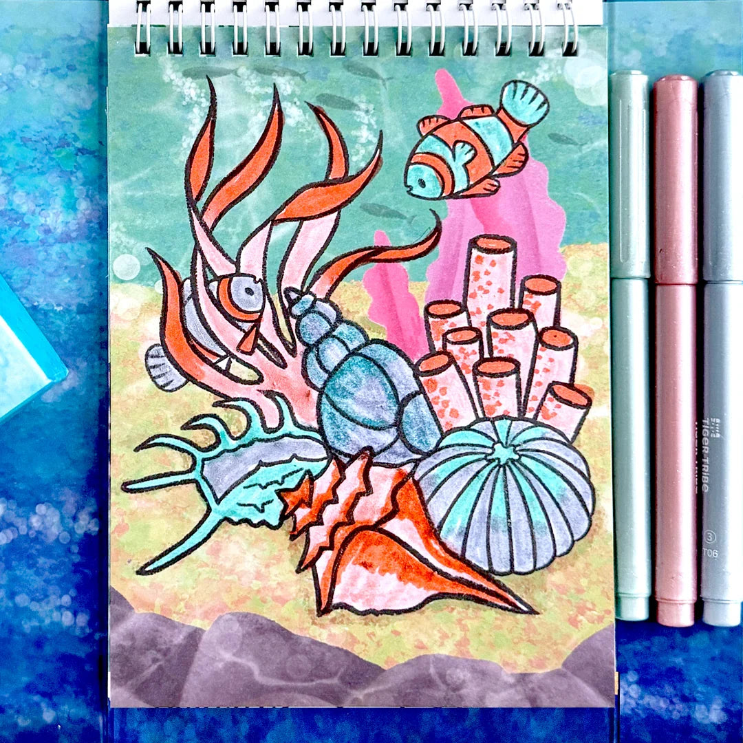 Tiger Tribe Shimmer Colouring Set - Sea Life