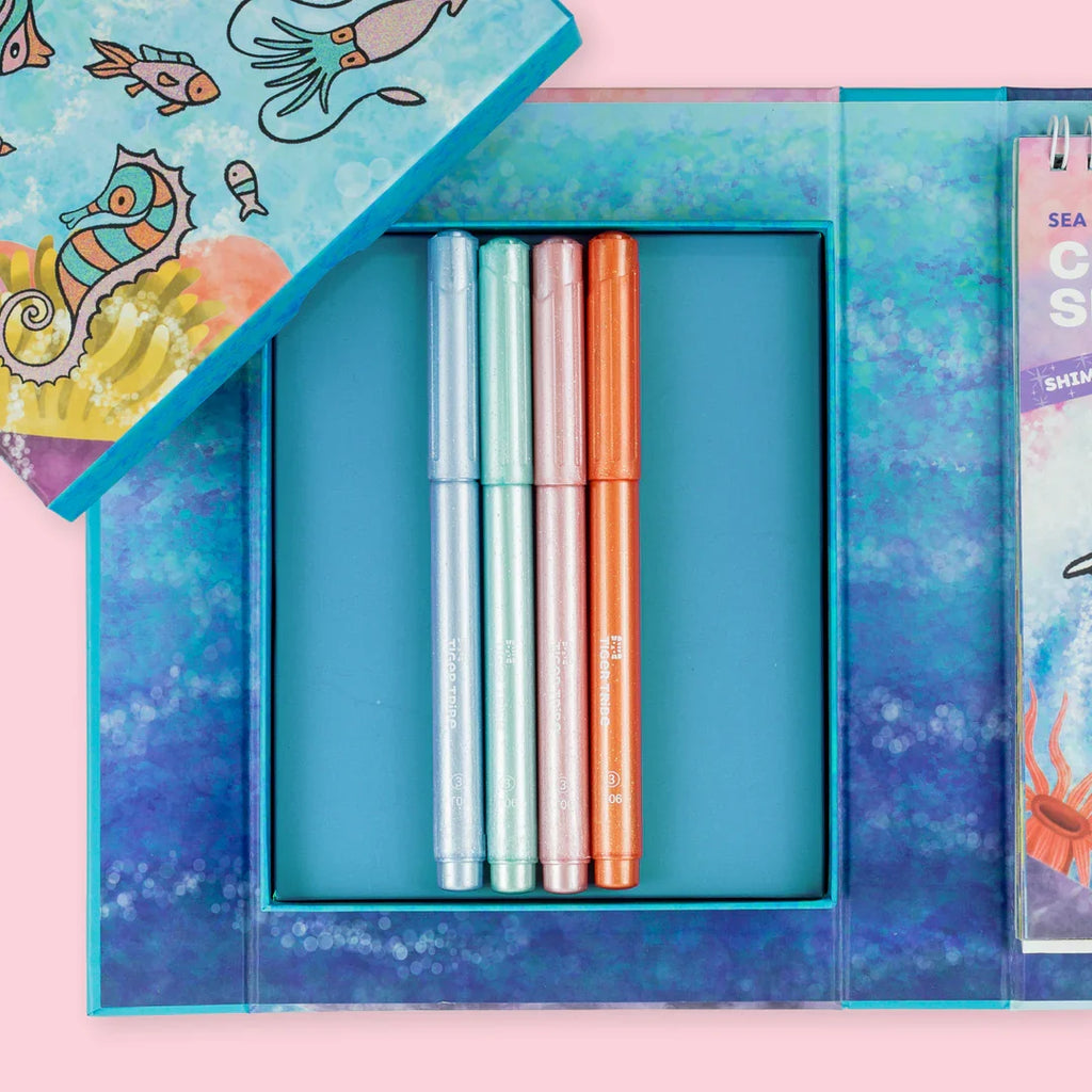 Tiger Tribe Shimmer Colouring Set - Sea Life